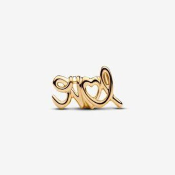 Pandora Gold Love Script Charm - Picture 2 of 5